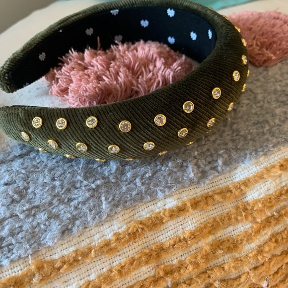 Lele Sadoughi Embellished Headband Olive Green - Picture 4 of 4